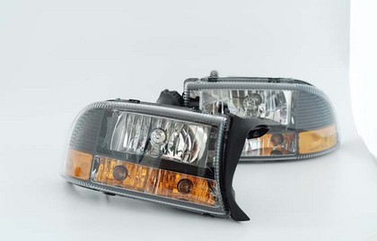 DLab Black Housing Headlights Amber Corners 97-04 Dakota,Durango